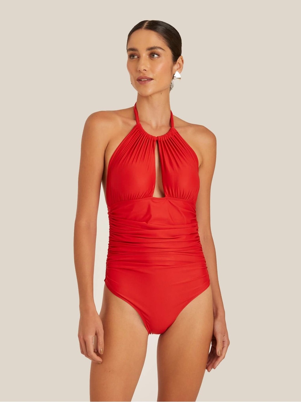 Lenny Niemeyer RUCHED ADJUSTABLE HALTER ONE PIECE PAPRIKA